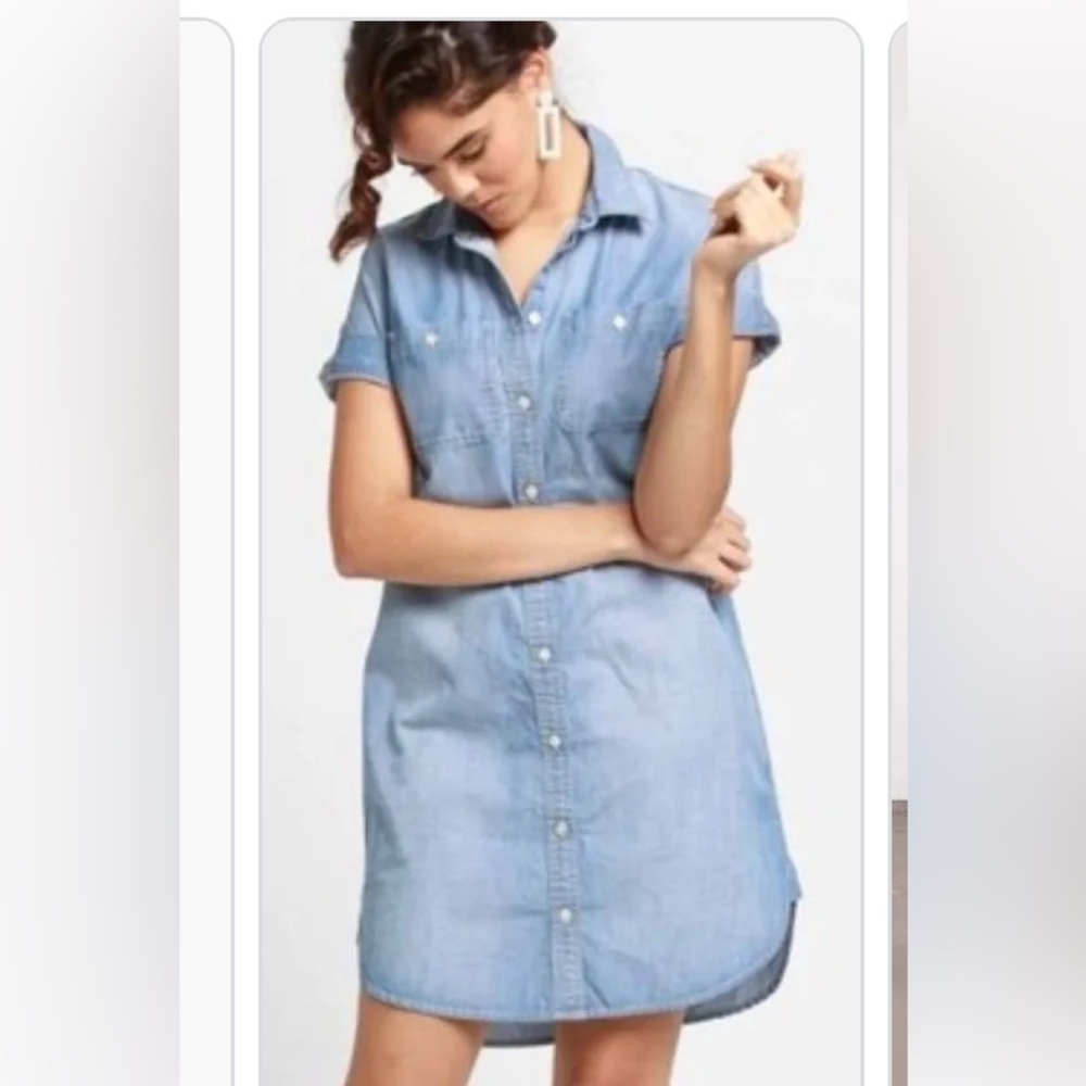 Able Adrianna Chambray Short-Sleeve Denim Shirt Dress.  Never worn.